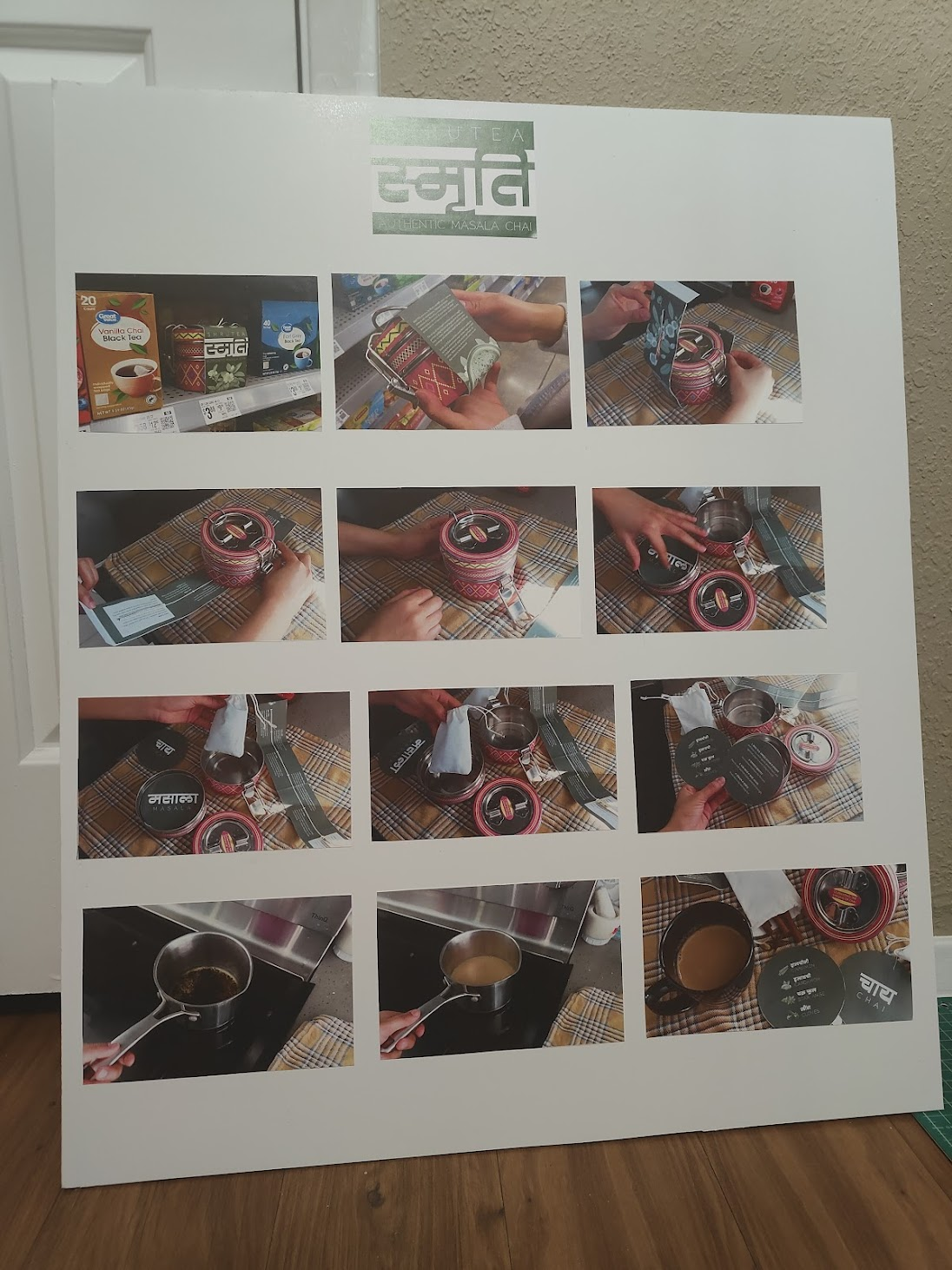 Storyboard images mounted on foam core